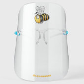 Cute happy bee cartoon illustration face shield (Front)