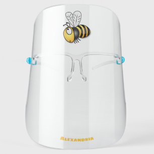 Cute happy bee cartoon illustration face shield