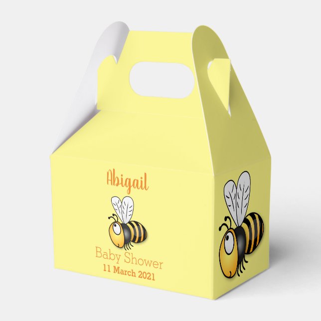 Cute happy bee cartoon illustration favor boxes (Front Side)