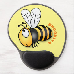 Cute happy bee cartoon illustration gel mouse pad