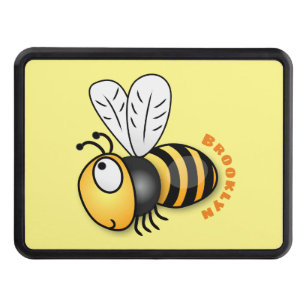 Cute happy bee cartoon illustration hitch cover