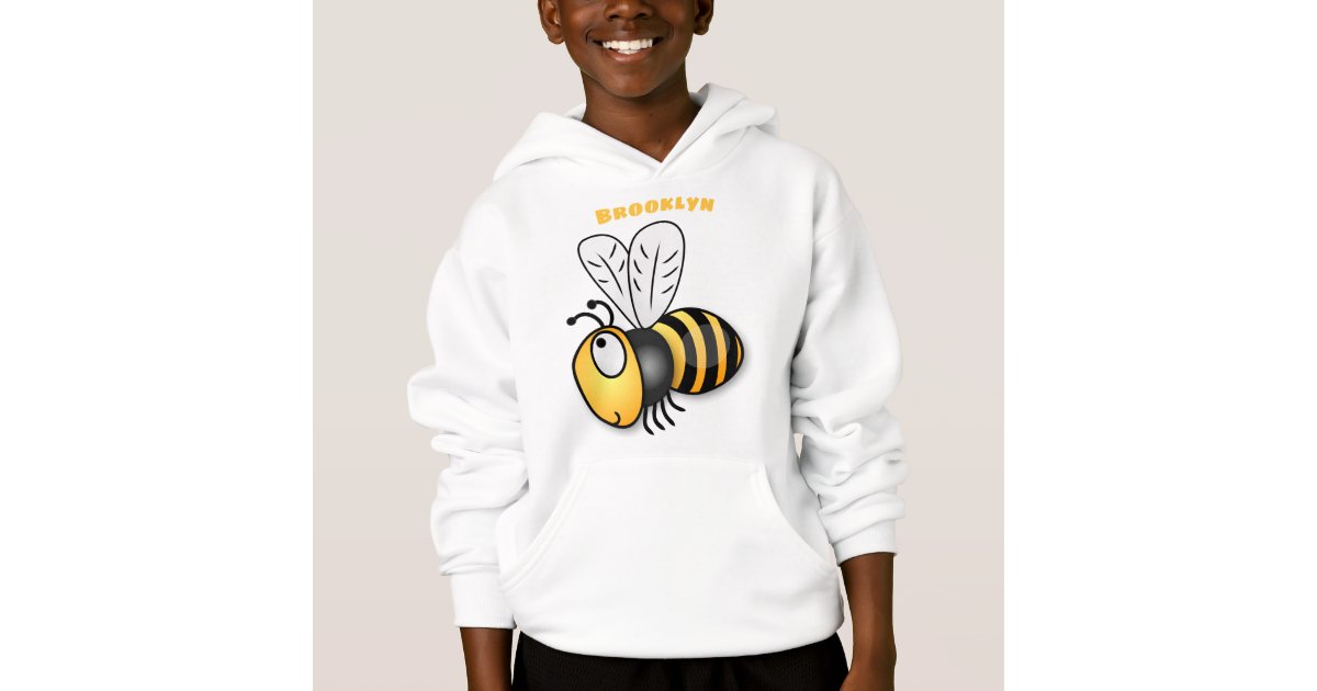 Cartoon Happy Bee Print Kids Girls Hoodie Back Graphic Hooded