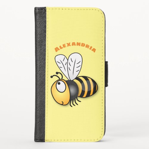 Cute happy bee cartoon illustration iPhone x wallet case