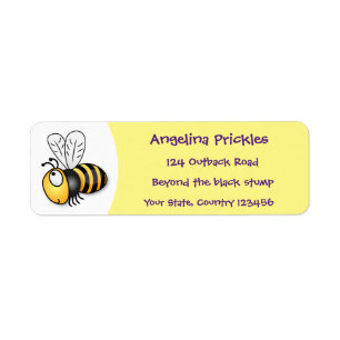 Cute happy bee cartoon illustration label