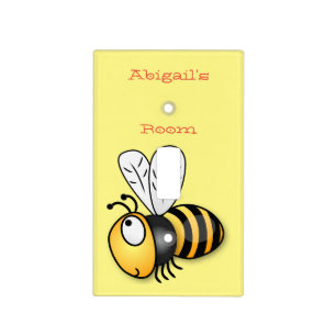 Cute happy bee cartoon illustration light switch cover
