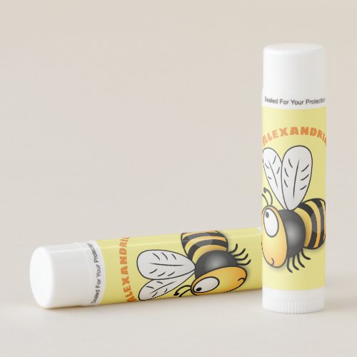 Cute happy bee cartoon illustration lip balm