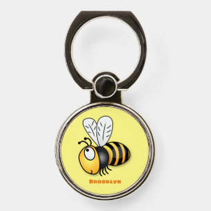Cute happy bee cartoon illustration phone ring stand