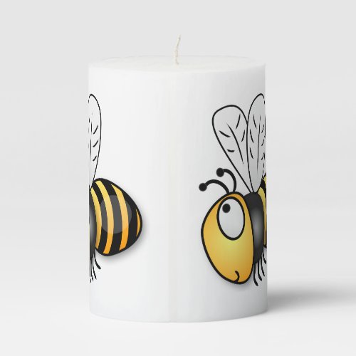 Cute happy bee cartoon illustration pillar candle
