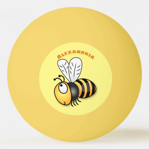 Cute happy bee cartoon illustration ping pong ball