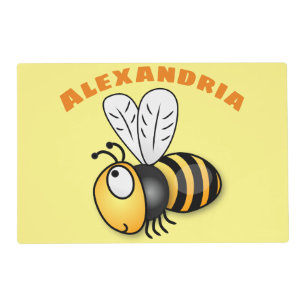 Cute happy bee cartoon illustration placemat