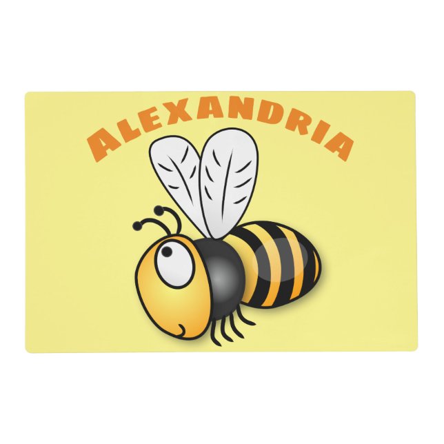 Cute happy bee cartoon illustration placemat (Front)