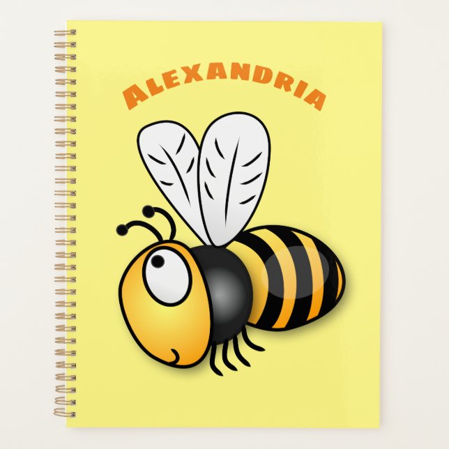 Cute happy bee cartoon illustration planner (Front)