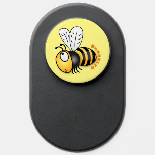 Cute happy bee cartoon illustration PopSocket