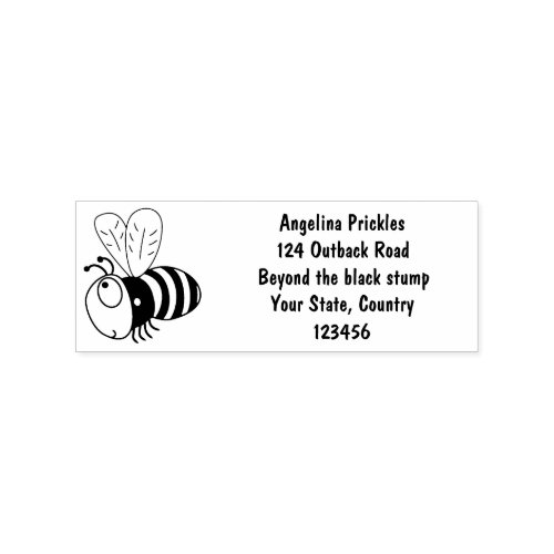 Cute happy bee cartoon illustration rubber stamp