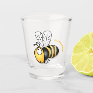 Cute happy bee cartoon illustration shot glass