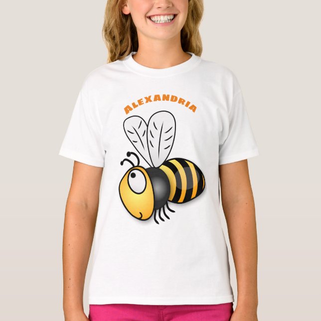 Cute happy bee cartoon illustration T-Shirt (Front)