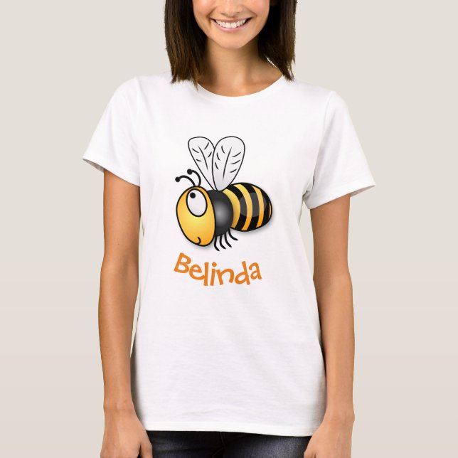 Cute happy bee cartoon illustration T-Shirt (Front)