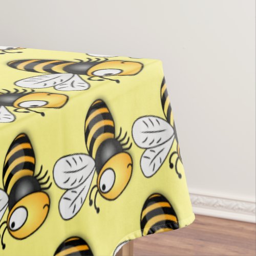 Cute happy bee cartoon illustration tablecloth