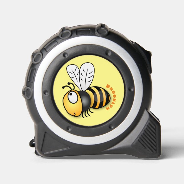 Cute happy bee cartoon illustration tape measure (Front)