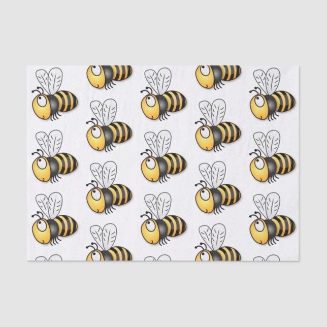 Cute happy bee cartoon illustration tissue paper (Front)