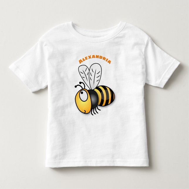 Cute happy bee cartoon illustration toddler t-shirt (Front)