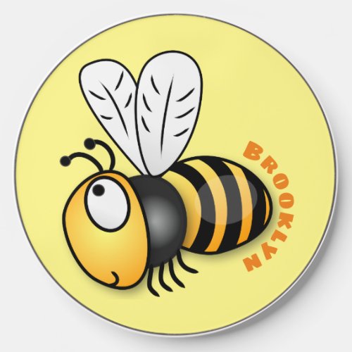 Cute happy bee cartoon illustration wireless charger 