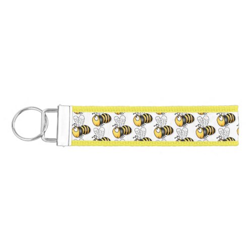 Cute happy bee cartoon illustration wrist keychain