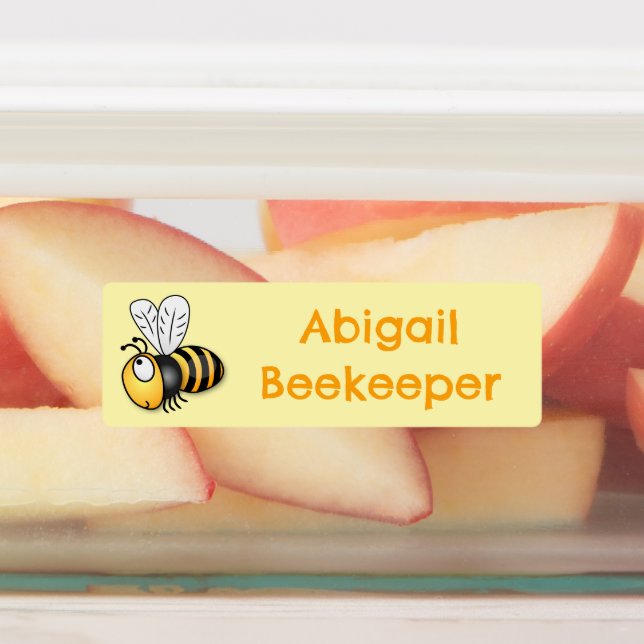 Cute happy bee cartoon personalized  labels (Affixed)
