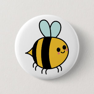 Cute Happy Bee Drawing Button