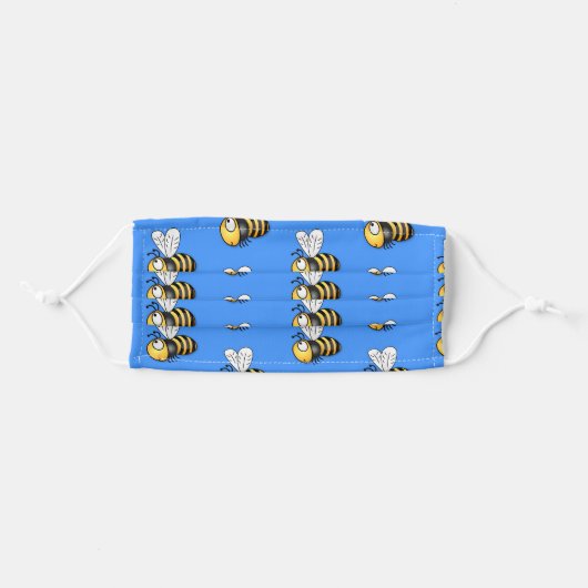 Cute happy bees cartoon illustration adult cloth face mask (Front, Folded)