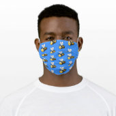 Cute happy bees cartoon illustration adult cloth face mask (Worn)