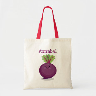 Cute happy beet cartoon illustration tote bag