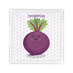 Cute happy beet root kitchen cartoon illustration acrylic tray