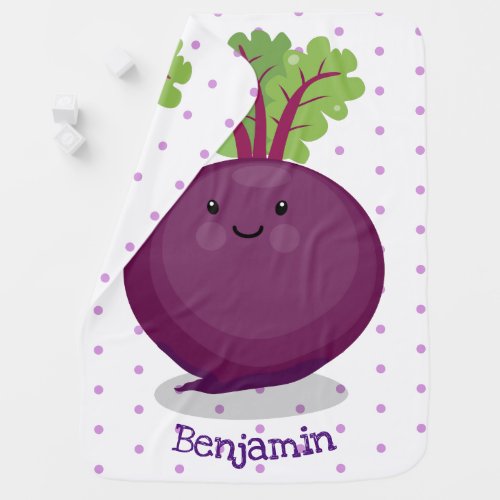 Cute happy beet root kitchen cartoon illustration baby blanket