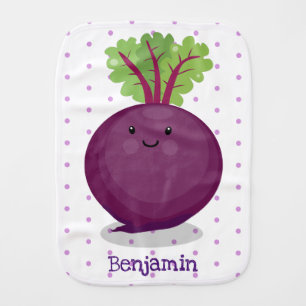 Cute happy beet root kitchen cartoon illustration baby burp cloth