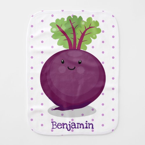 Cute happy beet root kitchen cartoon illustration baby burp cloth