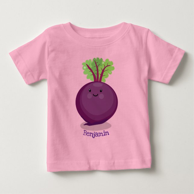 Cute happy beet root kitchen cartoon illustration baby T-Shirt (Front)