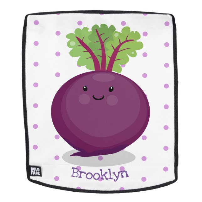 Cute happy beet root kitchen cartoon illustration backpack (Removable Face)
