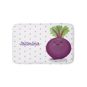 Cute happy beet root kitchen cartoon illustration bath mat