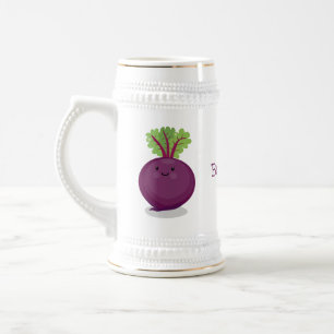 Cute happy beet root kitchen cartoon illustration beer stein