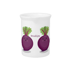 Cute happy beet root kitchen cartoon illustration beverage pitcher