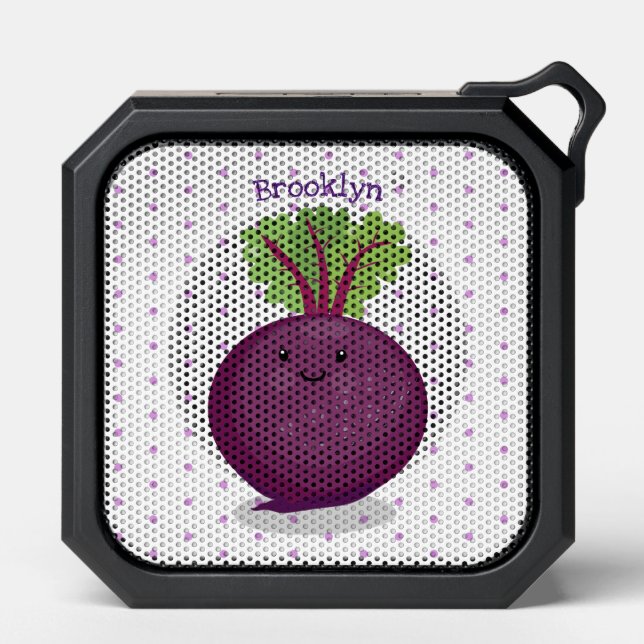 Cute happy beet root kitchen cartoon illustration bluetooth speaker (Front)