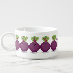 Cute happy beet root kitchen cartoon illustration bowl