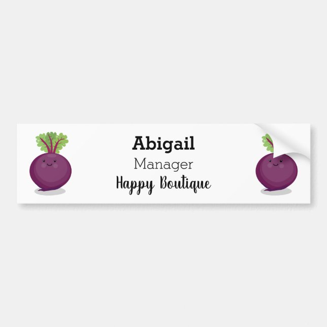 Cute happy beet root kitchen cartoon illustration bumper sticker (Front)