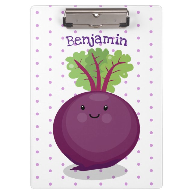 Cute happy beet root kitchen cartoon illustration clipboard (Front)
