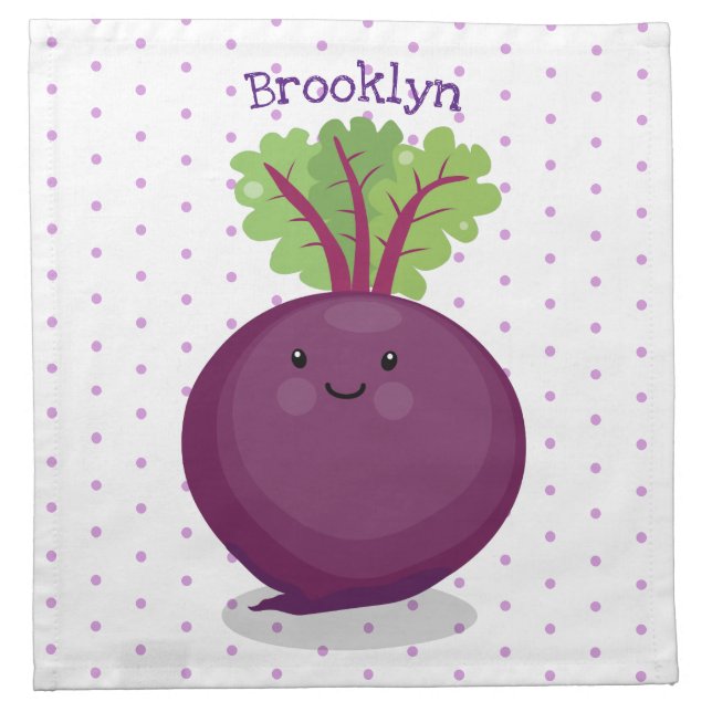 Cute happy beet root kitchen cartoon illustration cloth napkin (Front)