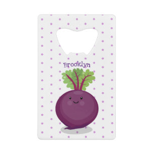 Cute happy beet root kitchen cartoon illustration credit card bottle opener