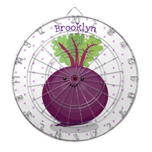 Cute happy beet root kitchen cartoon illustration dart board