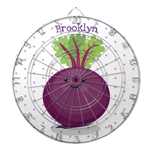 Cute happy beet root kitchen cartoon illustration dart board (Front)