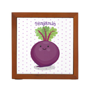 Cute happy beet root kitchen cartoon illustration desk organizer
